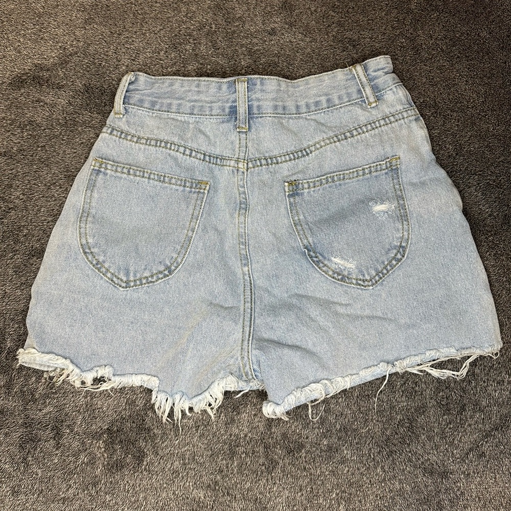 SHEIN Light Blue Distressed Jean Skirt-shorts - Picture 2 of 4